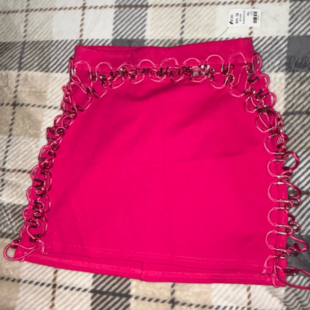 AKIRA Hot Pink Chain Detail Mini Skirt